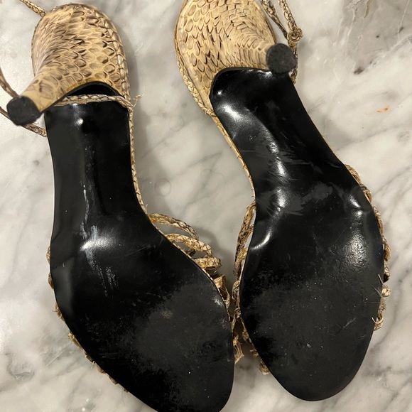 Vintage 1980s 9West snakeskin ankle wrap heels size 7 1/2 - Picture 10 of 10